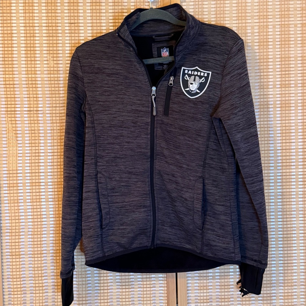 NFL Team Apparel Las Vegas‎ Raiders Womens Full Zip Jacket Gray Space Dye Medium